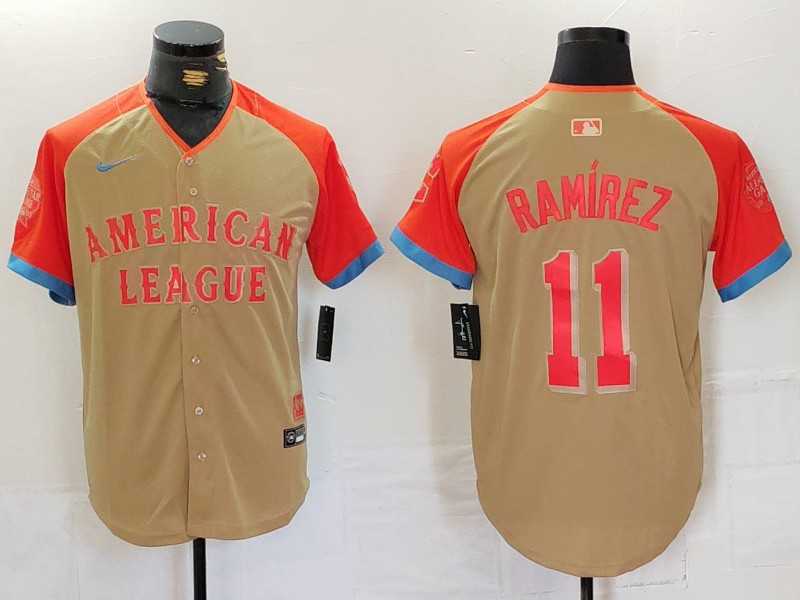 Men%27s Cleveland Guardians #11 Jose Ramirez Cream 2024 All Star Limited Stitched Jersey